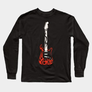 electric guitar red  and black Long Sleeve T-Shirt